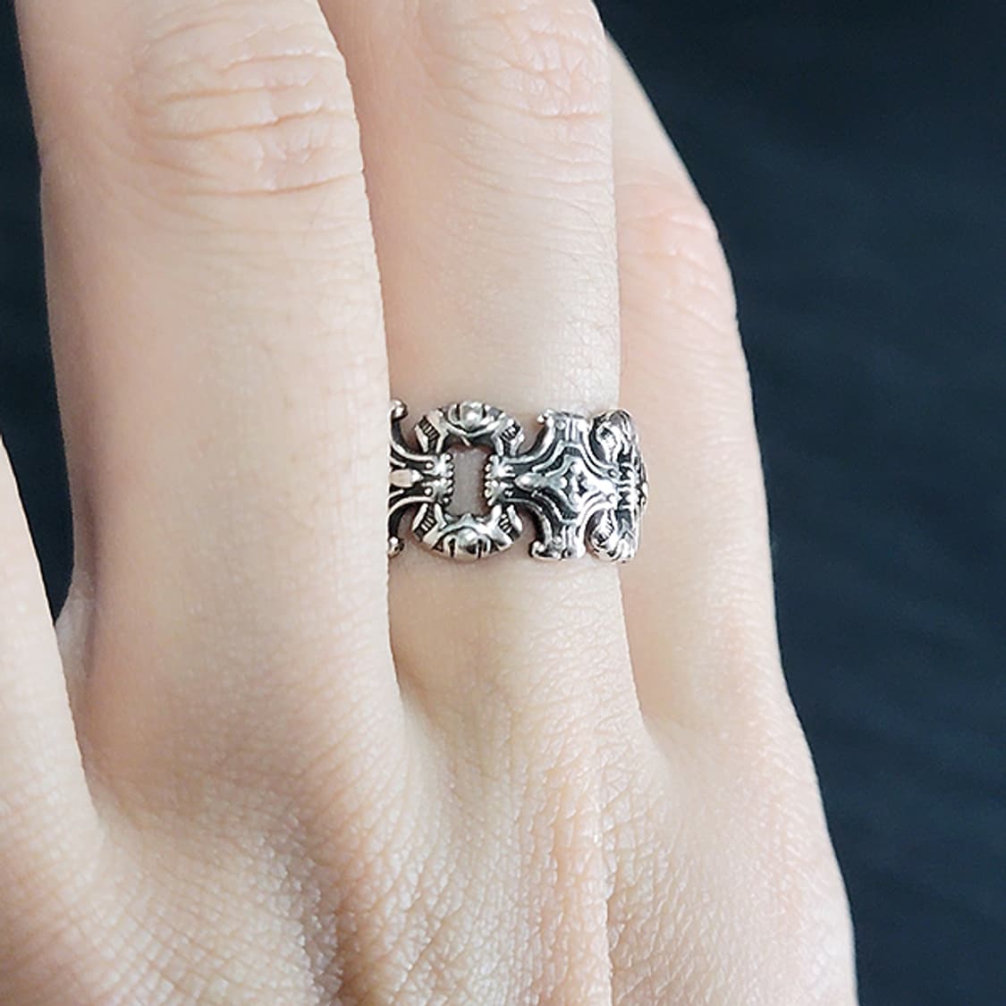 Drax 실버 남자 엔틱 빈티지 명품 기계 십자가 반지 상품이미지6