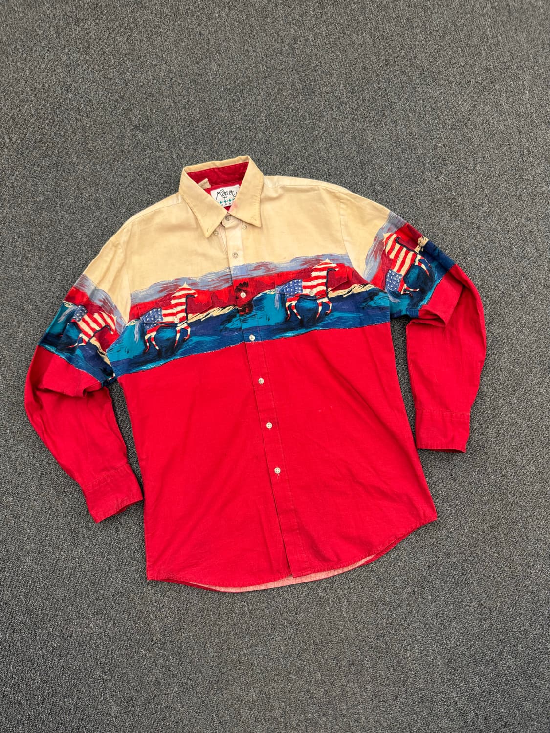 M)Roper Border 빈티지 프린팅 투톤 셔츠 상품이미지2