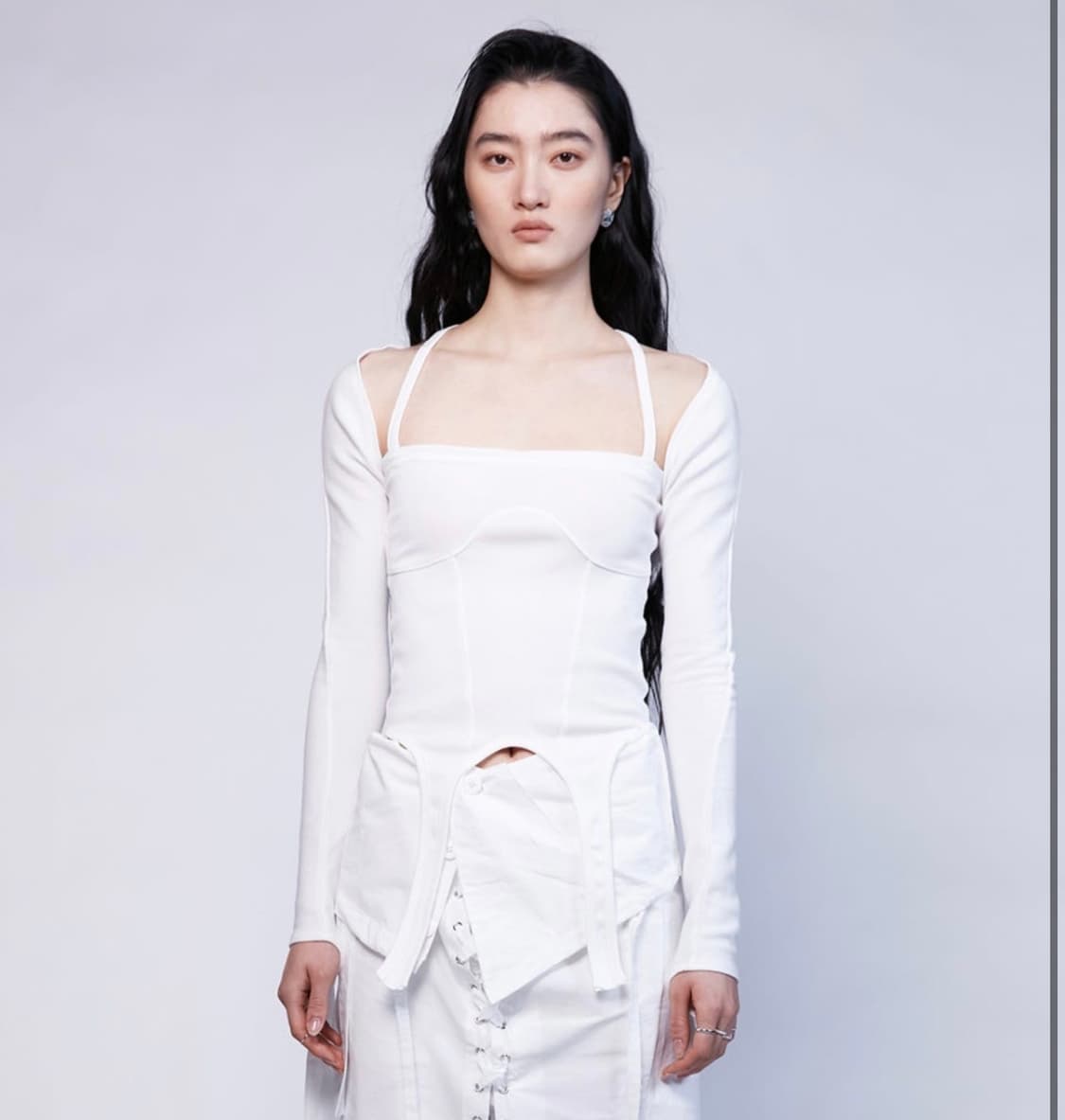 나체 가터 홀터 탑 / 볼레로 화이트 세트 판매 상품이미지1