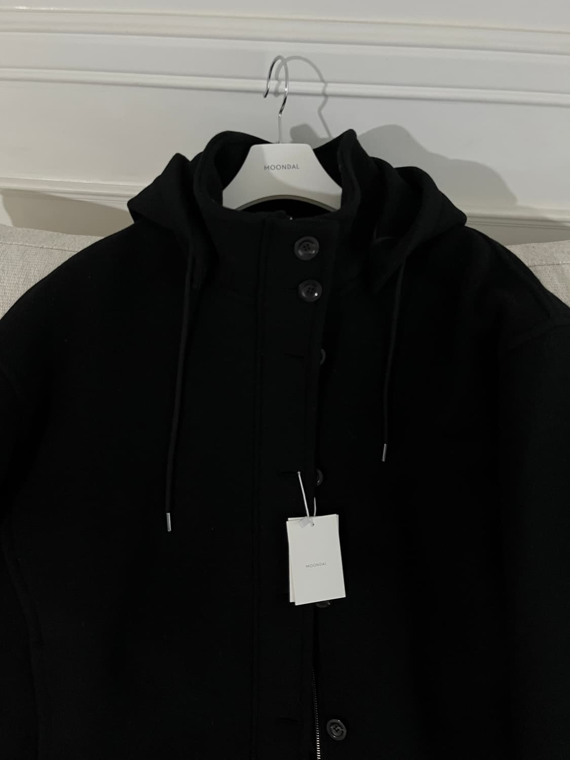 문달 Audrey Hoodie Coat in Black 상품이미지6