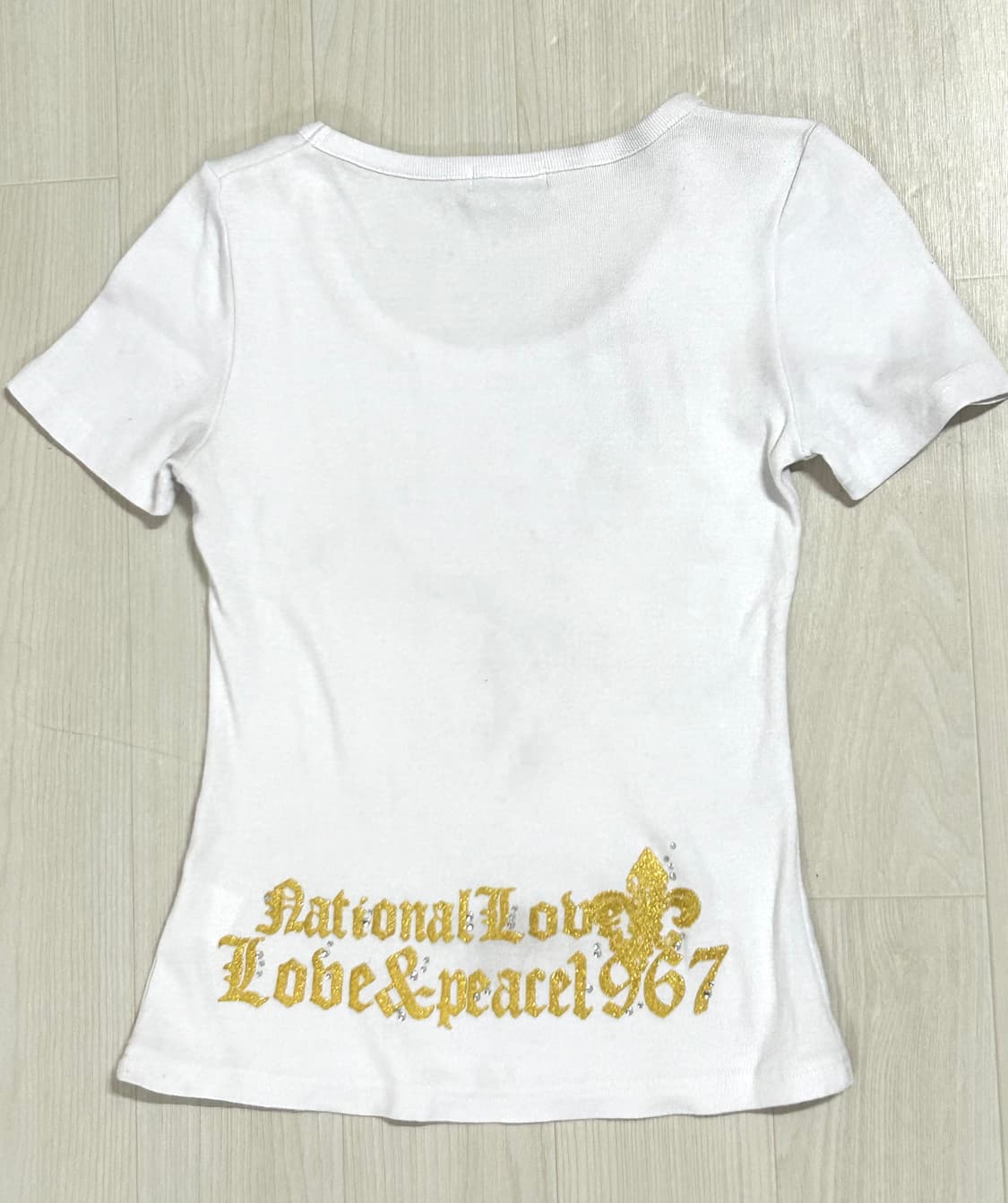 Garnet 골드윙 스컬 프린팅 큐빅 글리터 탑 상품이미지4