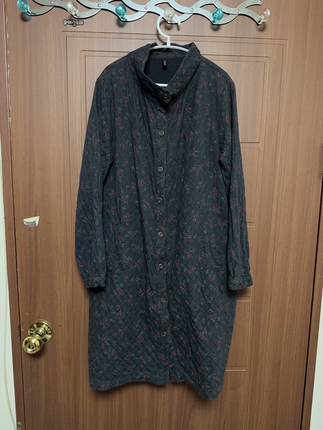 모리걸 빈티지 하구미 히피 할매카지 잔꽃무늬 퀄팅 롱 코트 상품이미지1