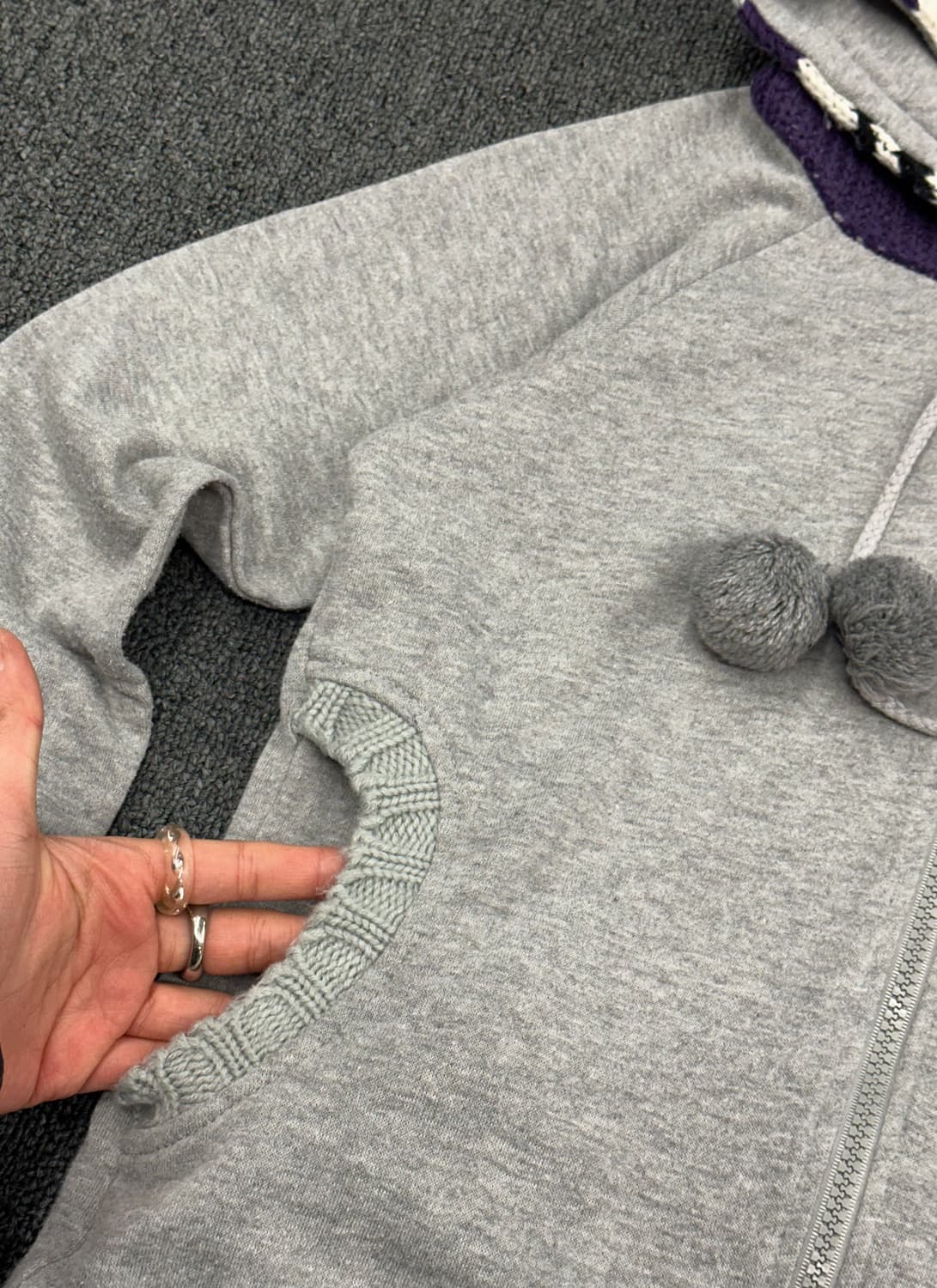 M)Japanese vintage 여성 패턴 니트 후드집업 상품이미지3