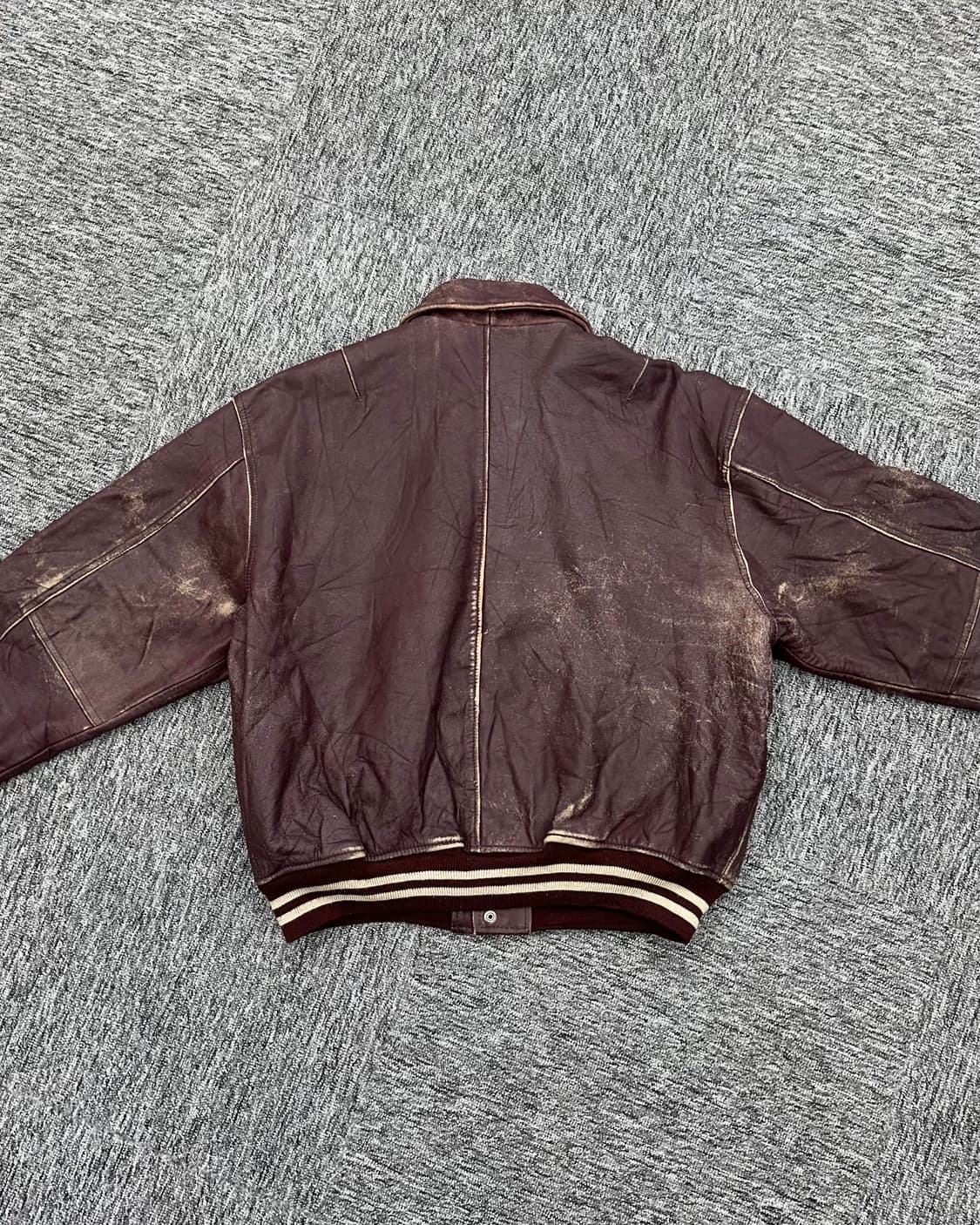 (L)90'S DIESEL LEATHER VARSITY-M1414 상품이미지6