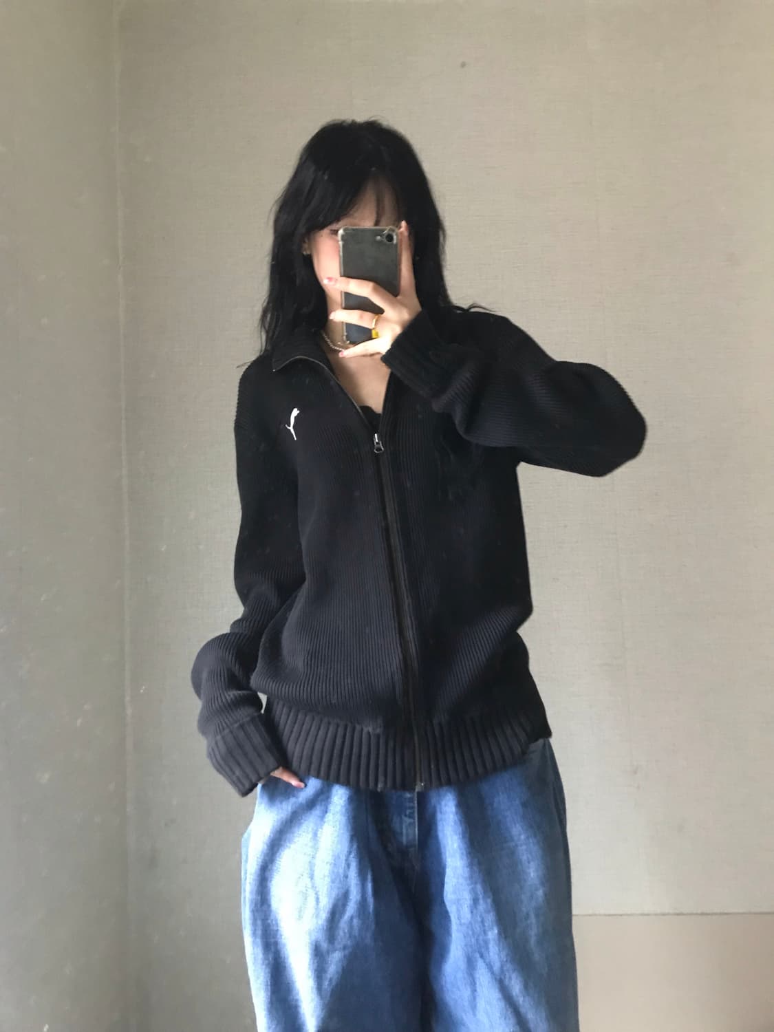 푸마 블랙 하이넥 니트집업 상품이미지1