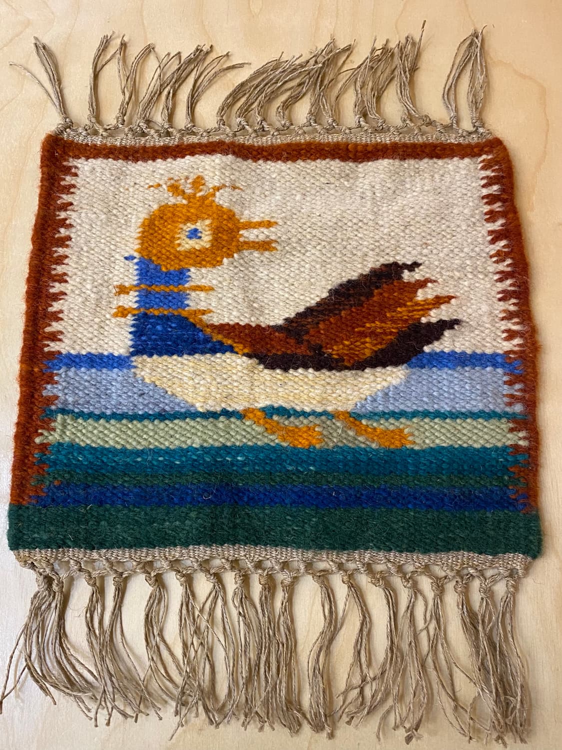 VTG hand made bird rug 빈티지 핸드메이드 새 러그 상품이미지2
