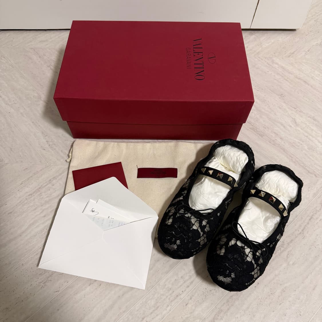 [36] 발렌티노 벨레리나 레이스 슈즈 블랙 상품이미지1