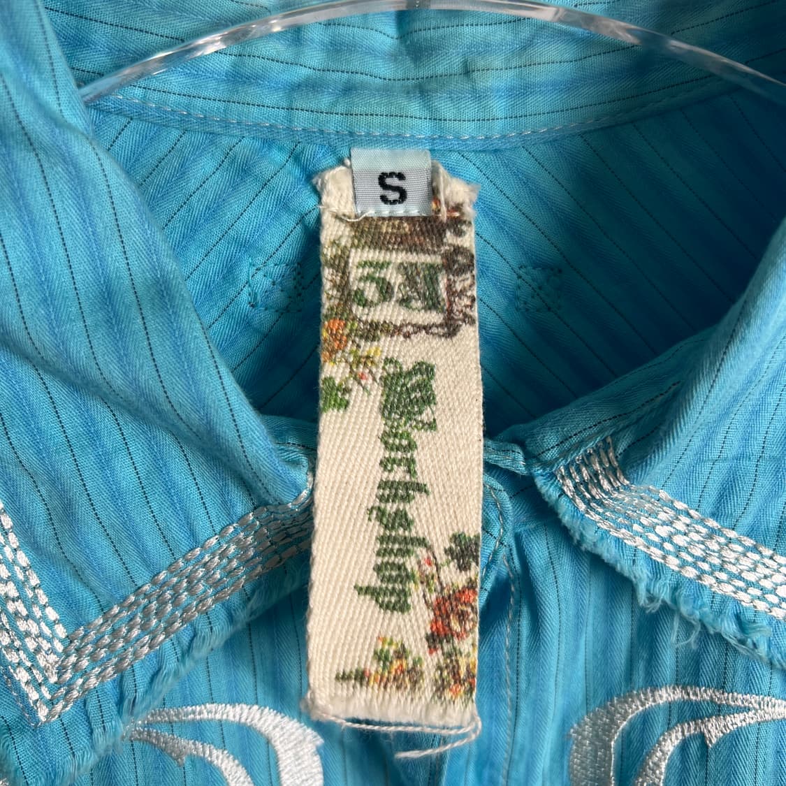 usa vtg 빈티지 자수 블루 웨스턴 셔츠 S 상품이미지4