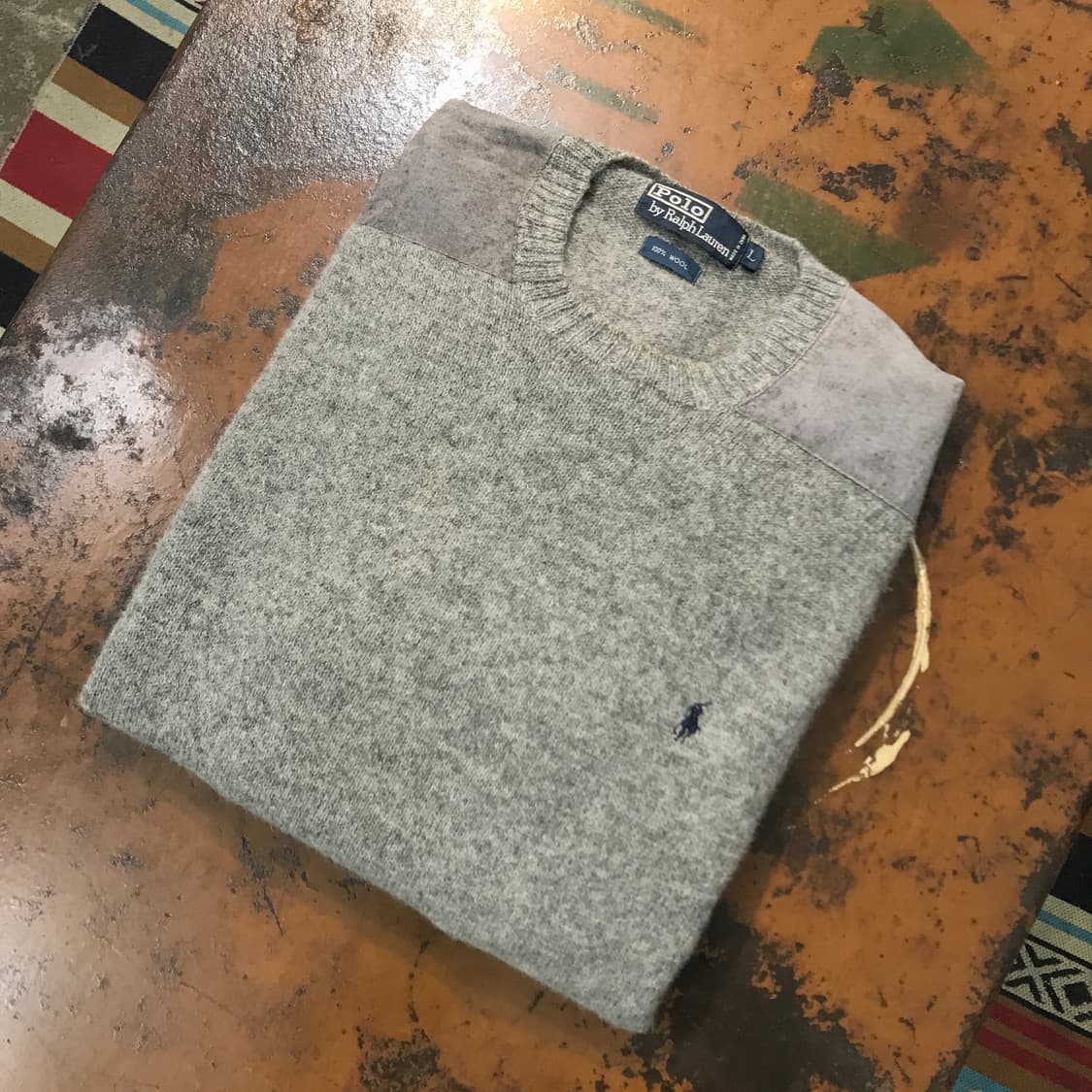 폴로랄프로렌 그레이 스웨이드 패치 스웨터 남성 105 110  상품이미지1