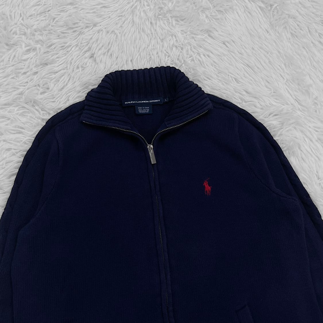 폴로 랄프로렌 포니 로고 니트 집업 네이비 상품이미지3