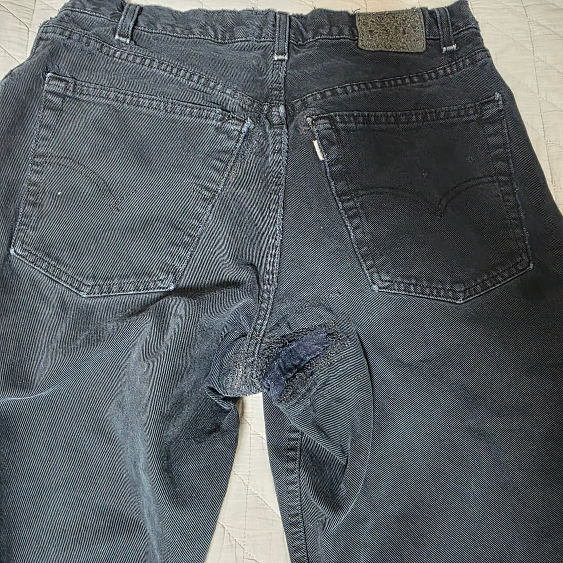 [33X28] 90s 빈티지 리바이스 실버탭 배기핏 트래쉬드 블랙진 상품이미지8