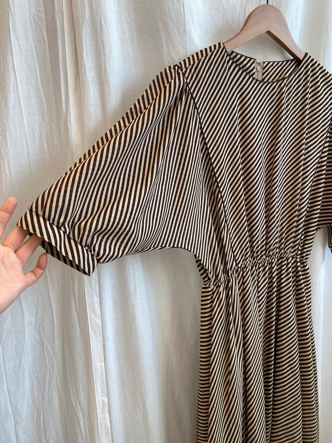 브라운 스트라이프 반팔원피스(m) 상품이미지7