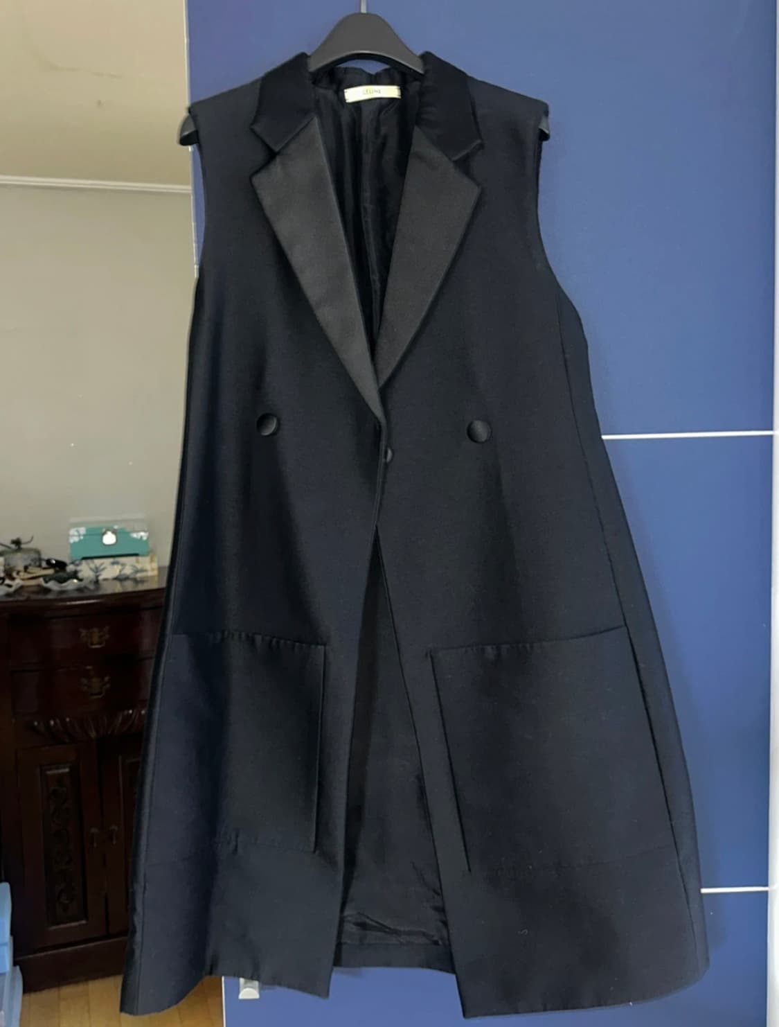 올드 셀린느 블랙 롱 베스트 36사이즈 상품이미지2