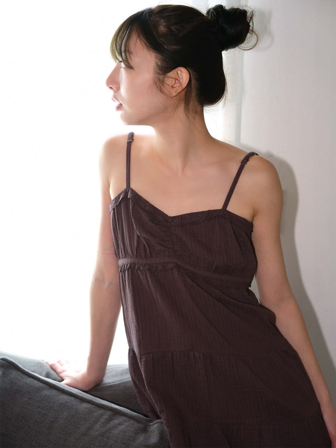 하스타 Hasta Boho Shirring Mini Dress Brown 상품이미지3