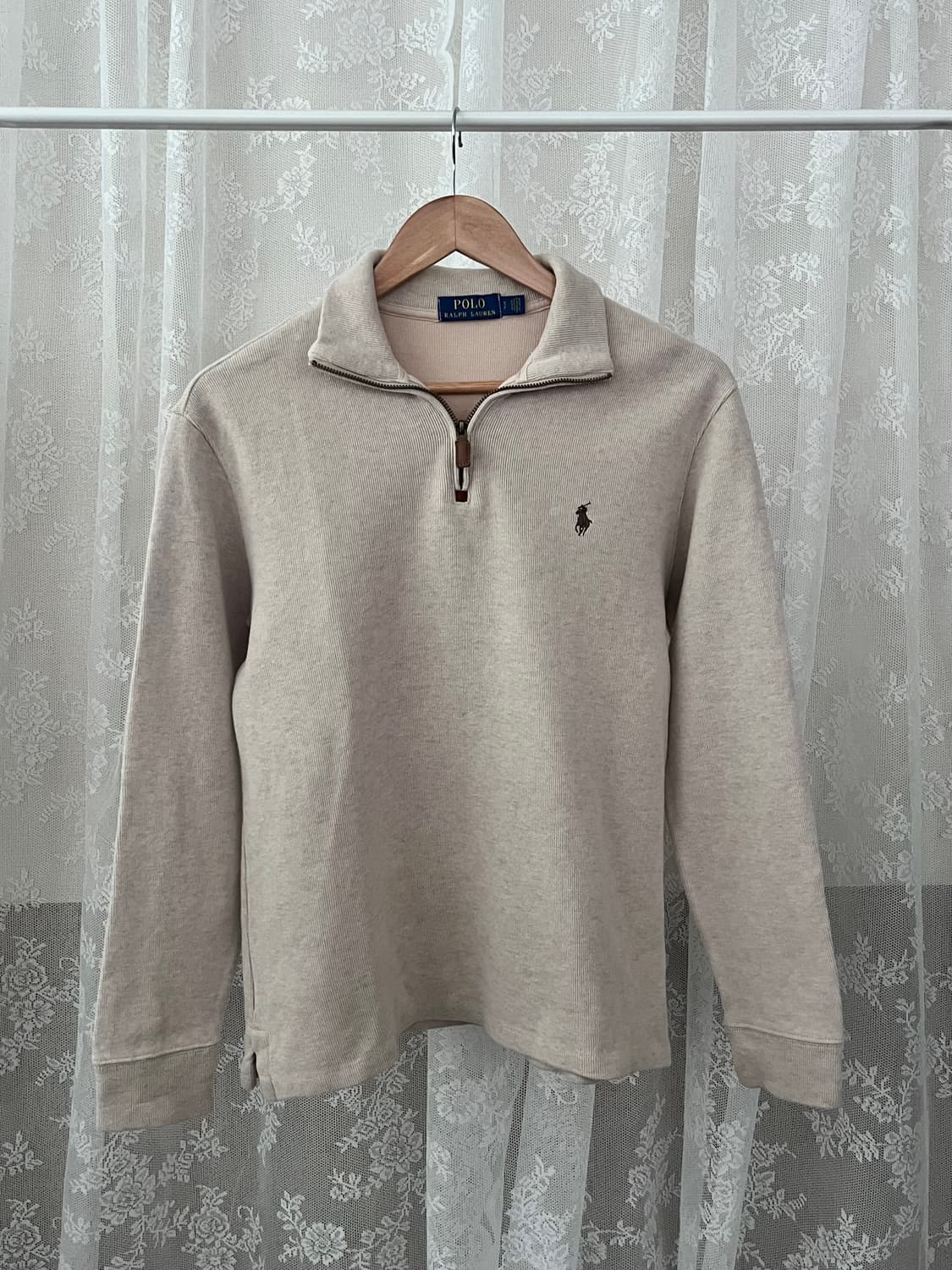 S) 폴로 랄프로렌 반집업 코튼 니트 오트밀 상품이미지1