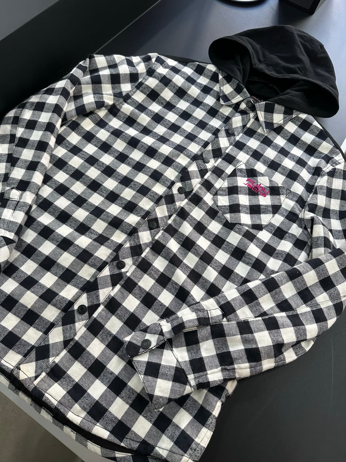 푸부 체크셔츠 후디드 자켓 상품이미지5