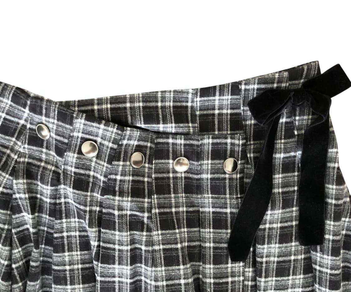 setupexe check wrap skirt black 상품이미지3