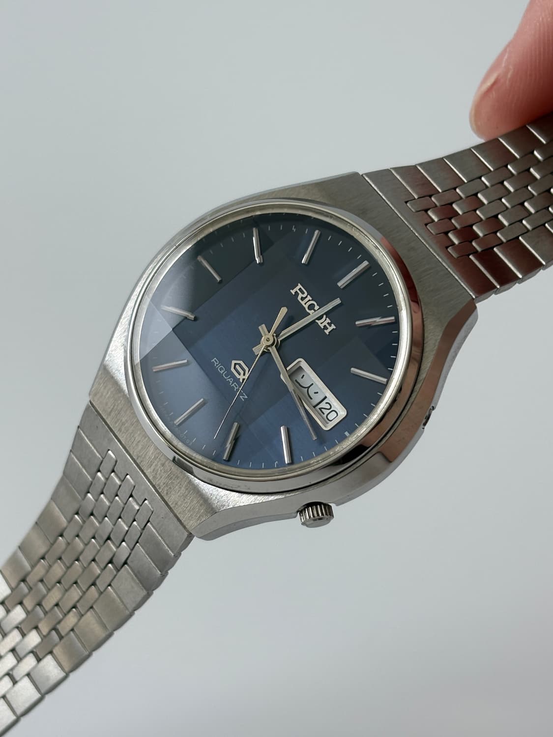 리코 1980년대 네이비 다이얼 실버 리쿼츠 남성 데드스탁 상품이미지1