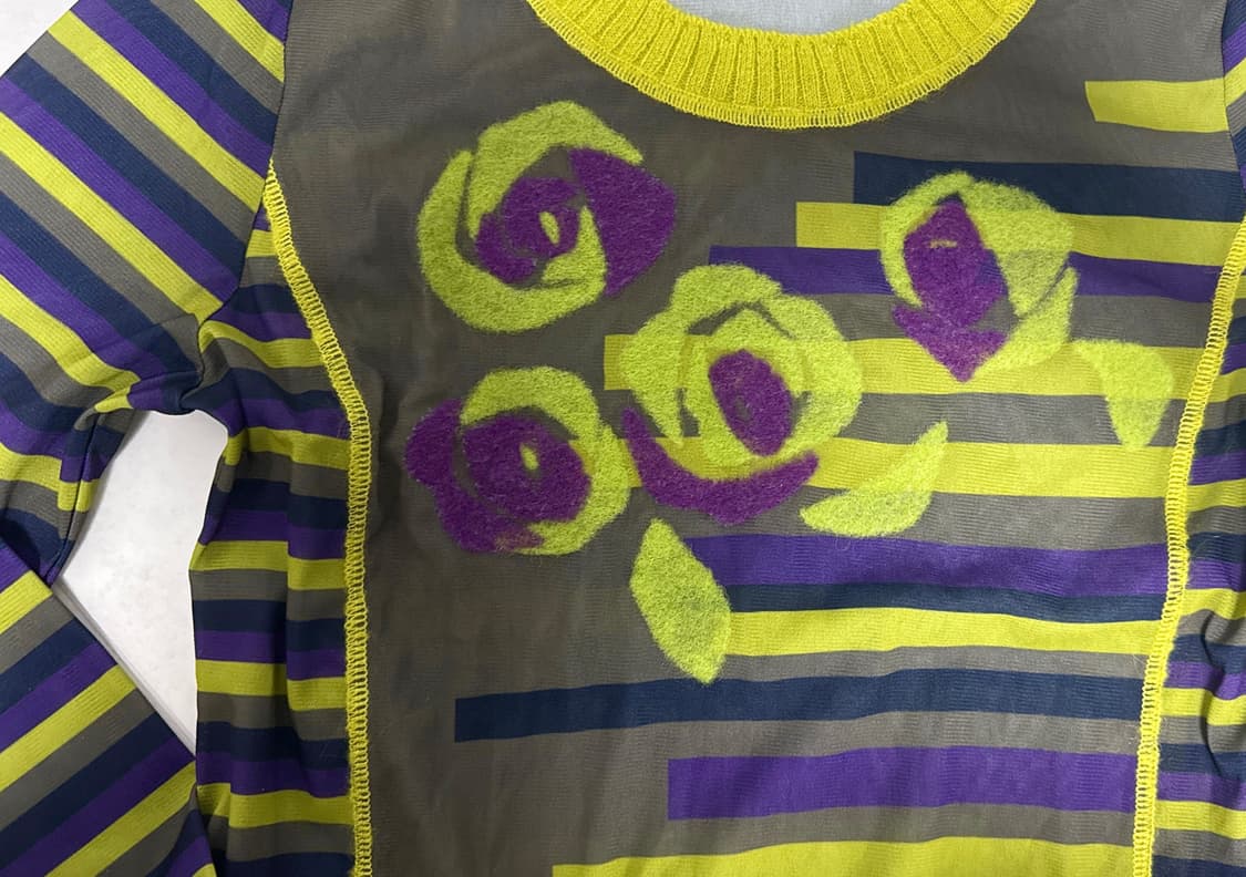 Hiroko bis 시스루 로즈 스트라이프 니트 상품이미지3