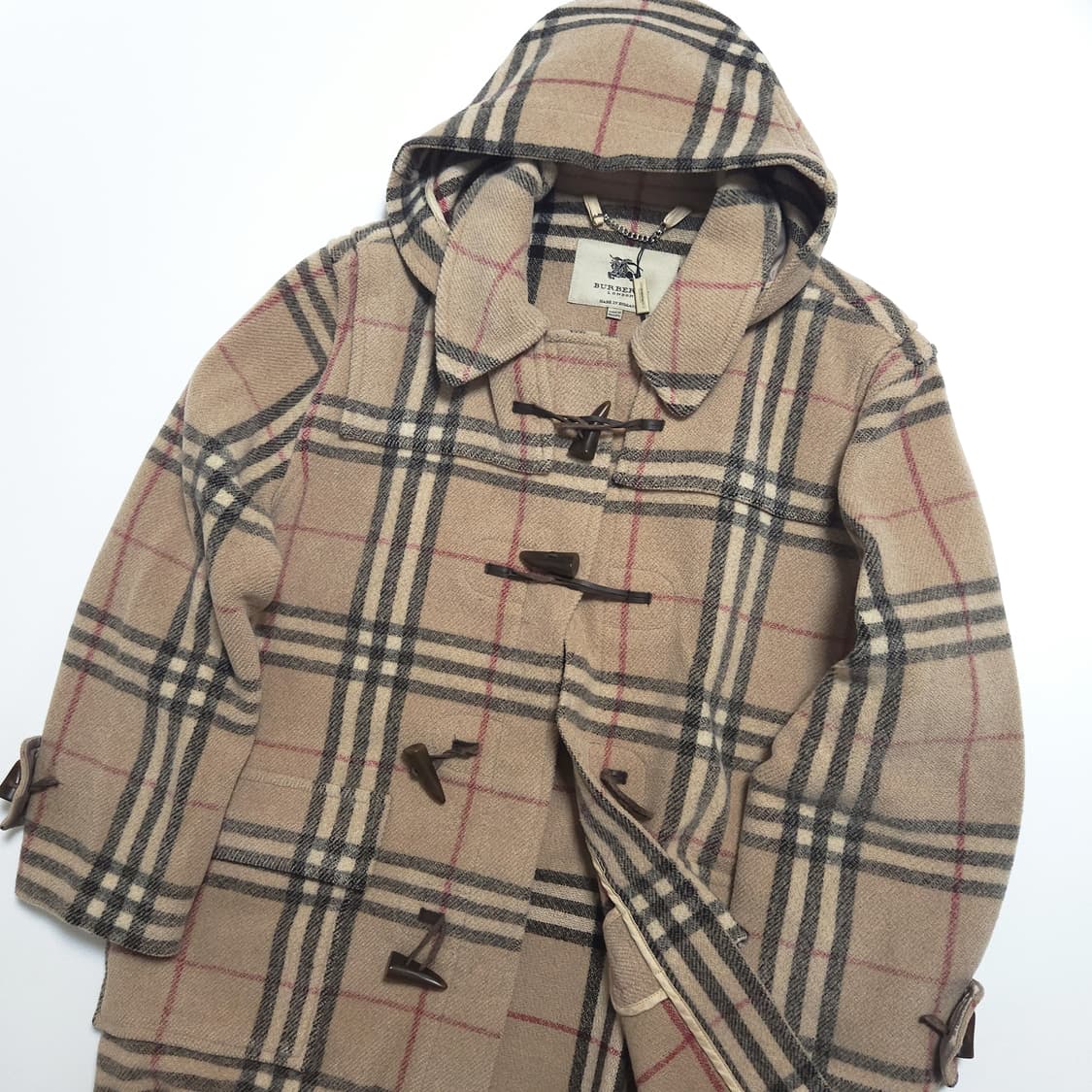버버리 런던 00s 노바 체크 후드 더플 코트 상품이미지2