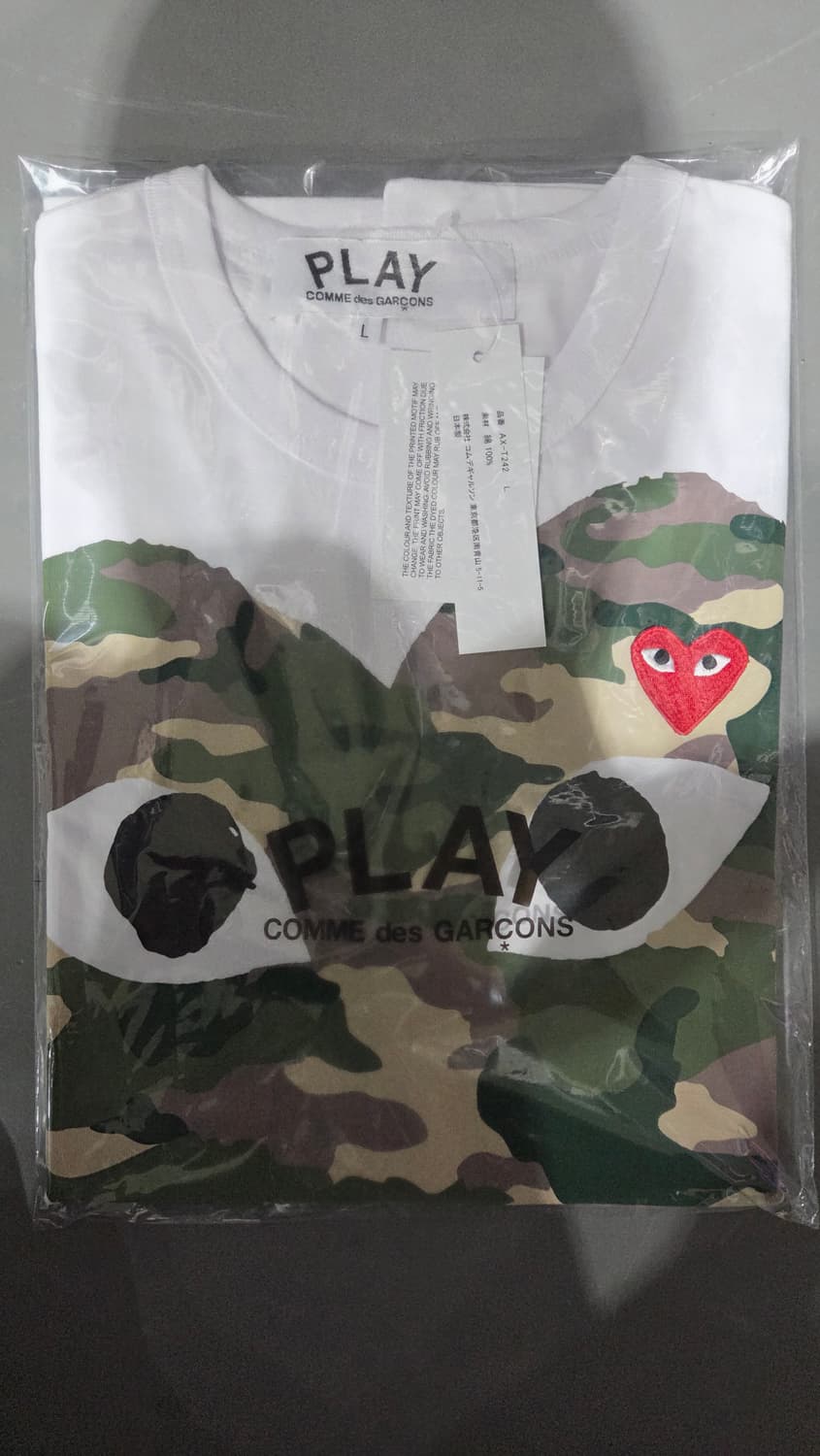 (새상품/정품)꼼데 카모플라주 반팔티 화이트L 상품이미지1