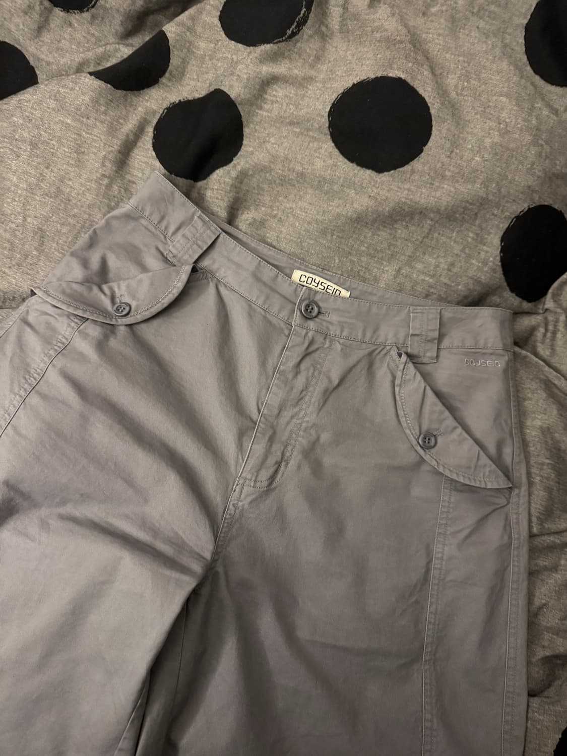 코이세이오 워시드 버튼 탭팬츠 그레이 2 상품이미지2