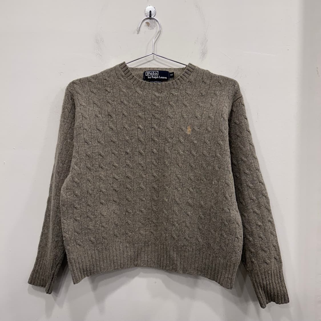 폴로 랄프로렌 램스울 스몰포니 크롭 꽈배기니트 상품이미지2