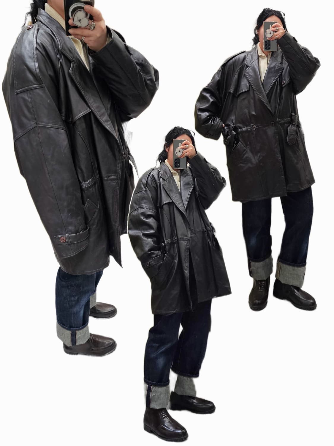 Japan 딥브라운 벨티드 램스킨 자켓 상품이미지2