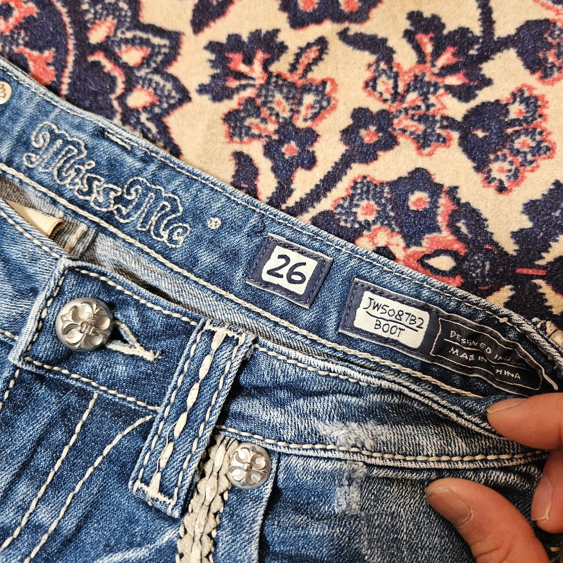 Miss Me 버튼 자수 y2k 디테일 데님 부츠컷 팬츠 상품이미지7