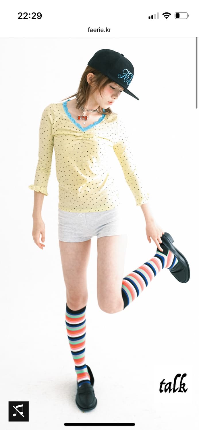 샵페어리 mini heart lace top 레몬 상품이미지1