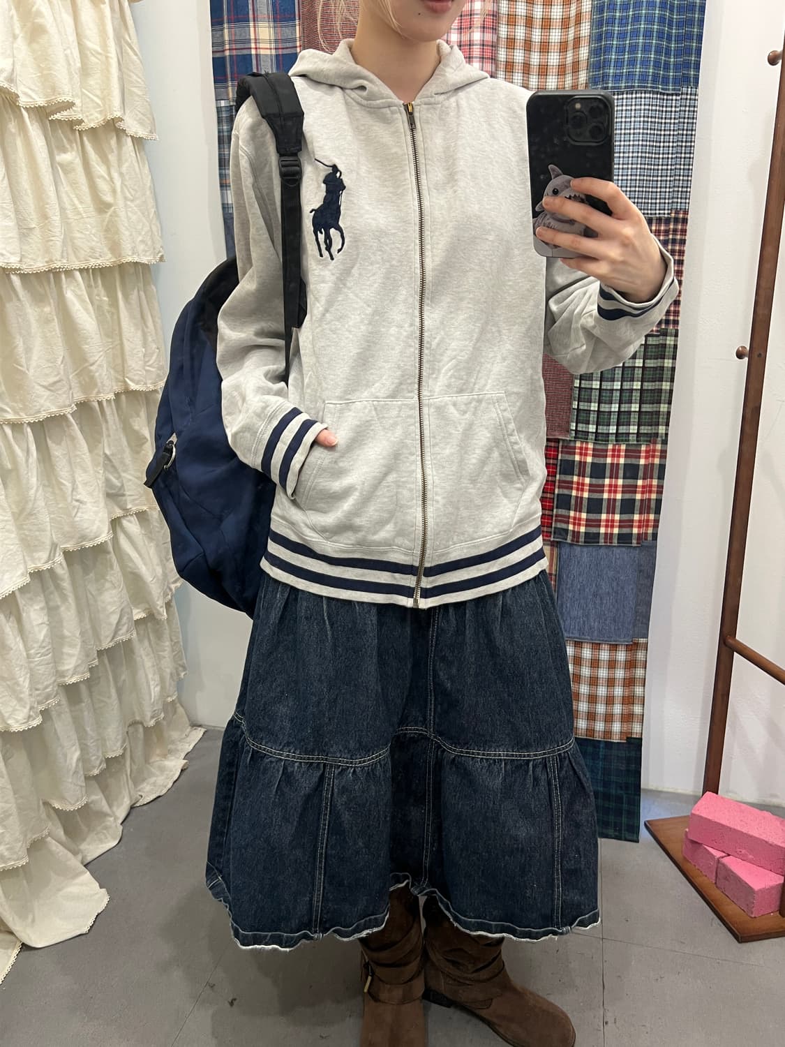 폴로 그레이 빅포니 후드집업 상품이미지2