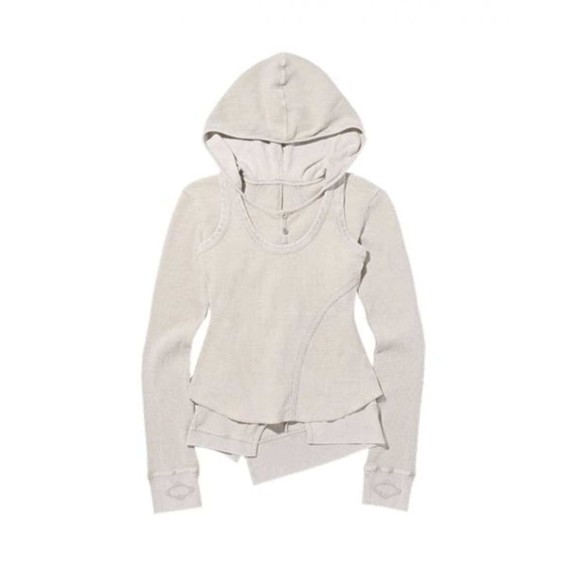 미스치프 레이어드 와플 후드 세트 블리치드 베이지 상품이미지1