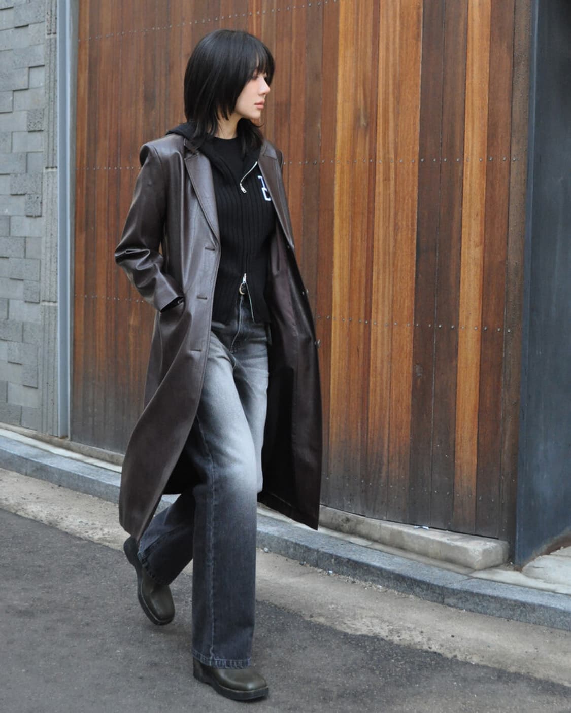 TUDE VEGAN LEATHER LONG COAT 상품이미지1