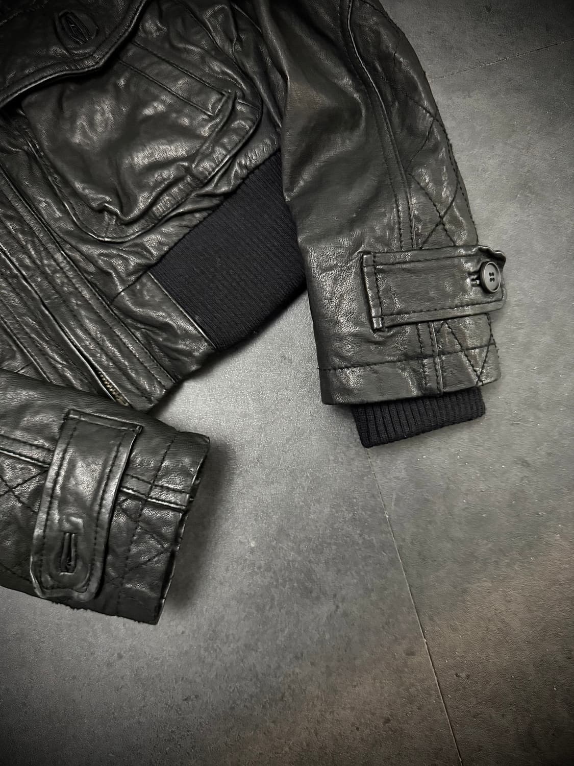 Real leather stitch jacket 상품이미지5