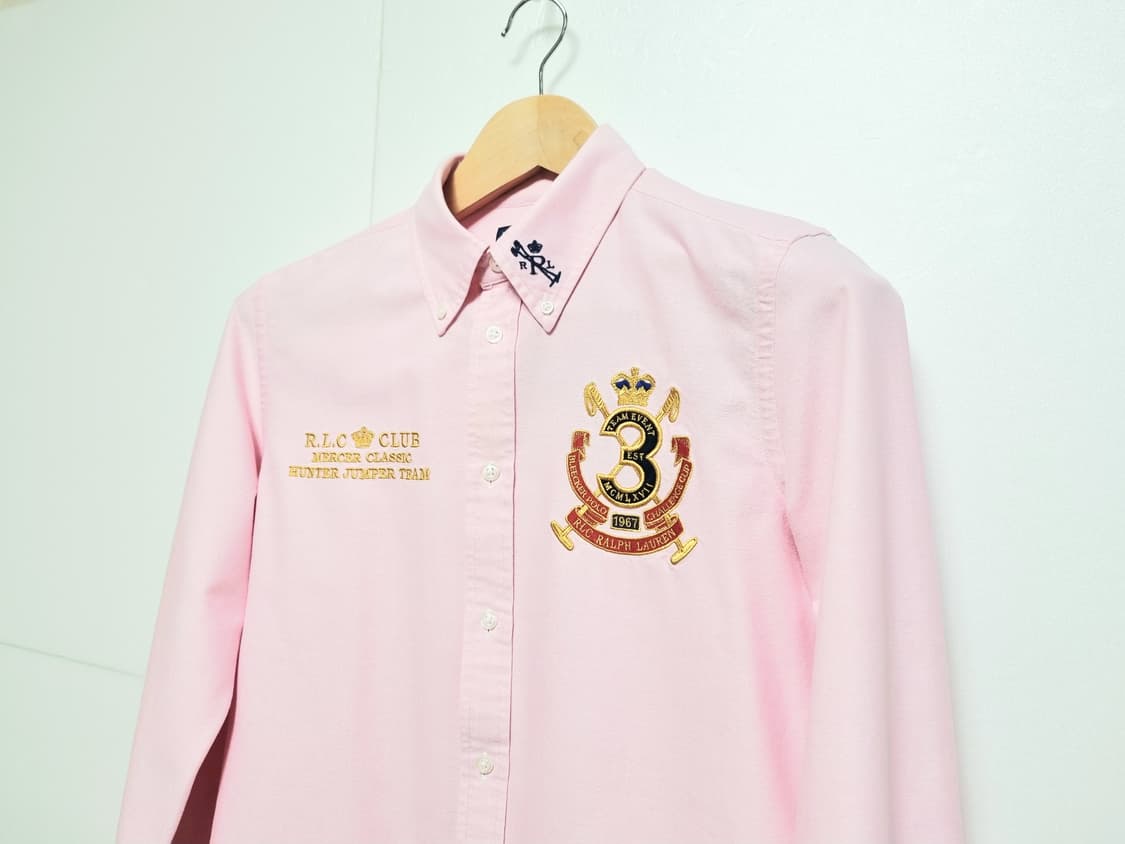 여성 레어 폴로 빅로고 딸기우유 핑크 옥스퍼드 옥스포드 긴팔 남방 셔츠 상품이미지10