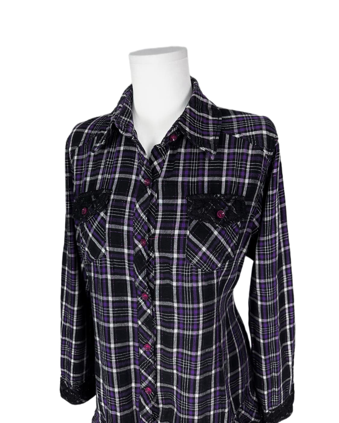 violet glitter check lace dres 상품이미지3