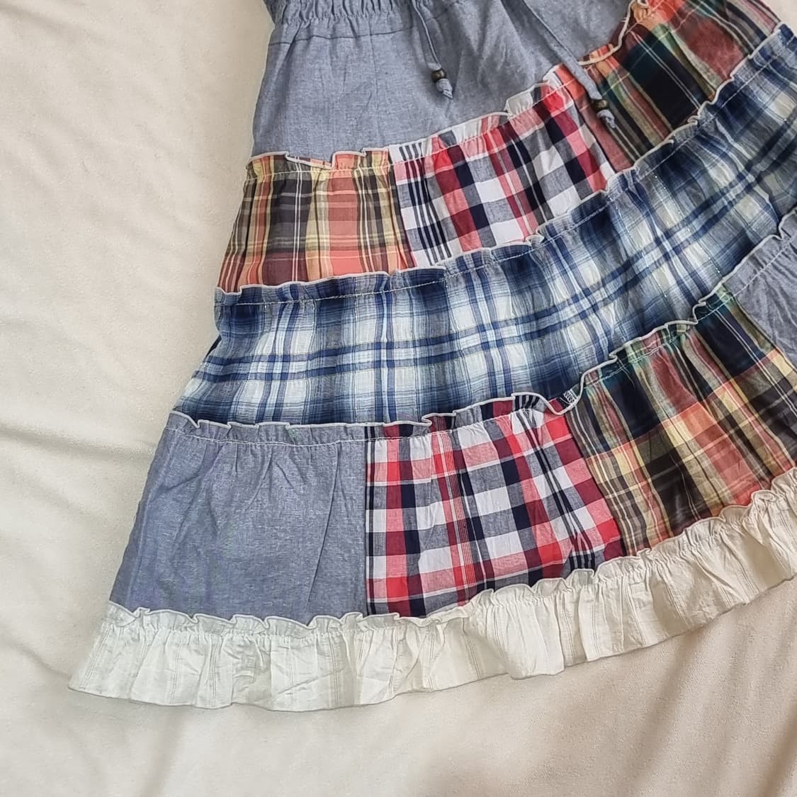 체크 패치워크 끈원피스 상품이미지2