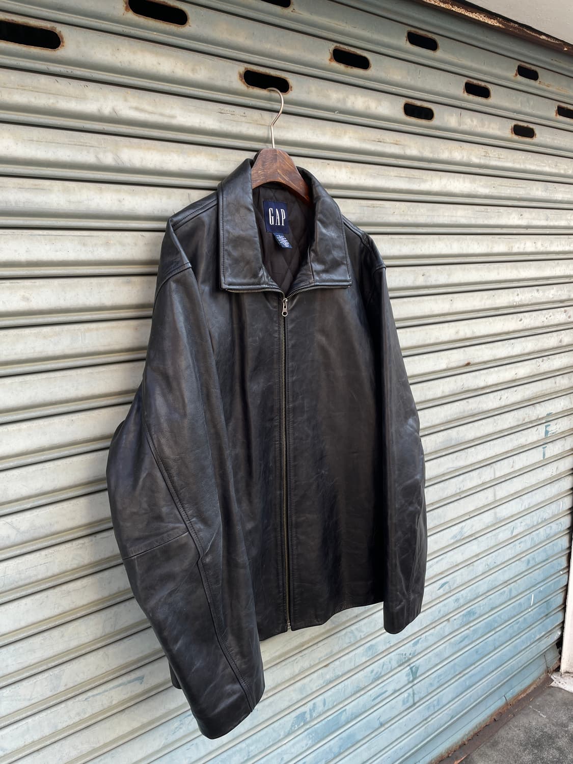  9-00s Old GAP Black Leather Full zip 상품이미지4