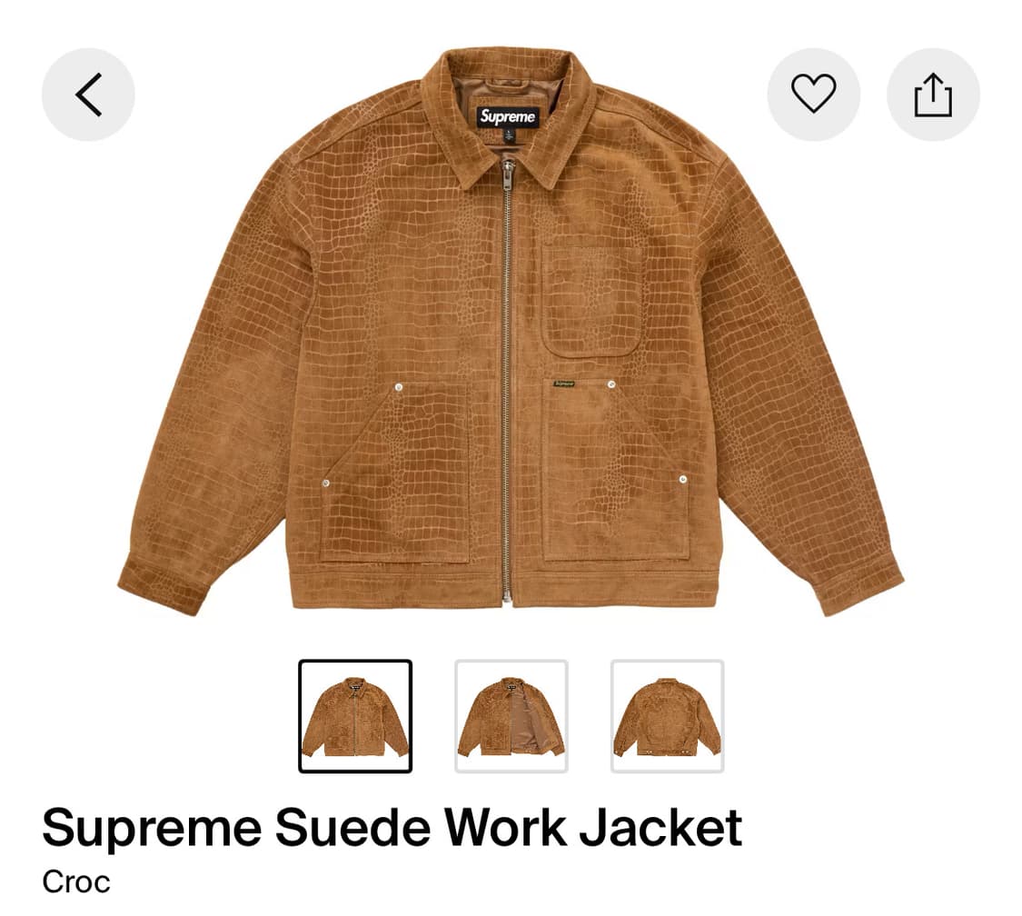 구매] 슈프림 24fw 스웨이드자켓 크록 상품이미지1