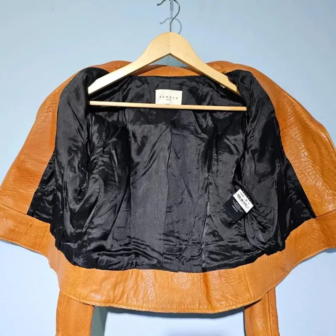 산드로 가죽 라이더 자켓 브라운~55 상품이미지8