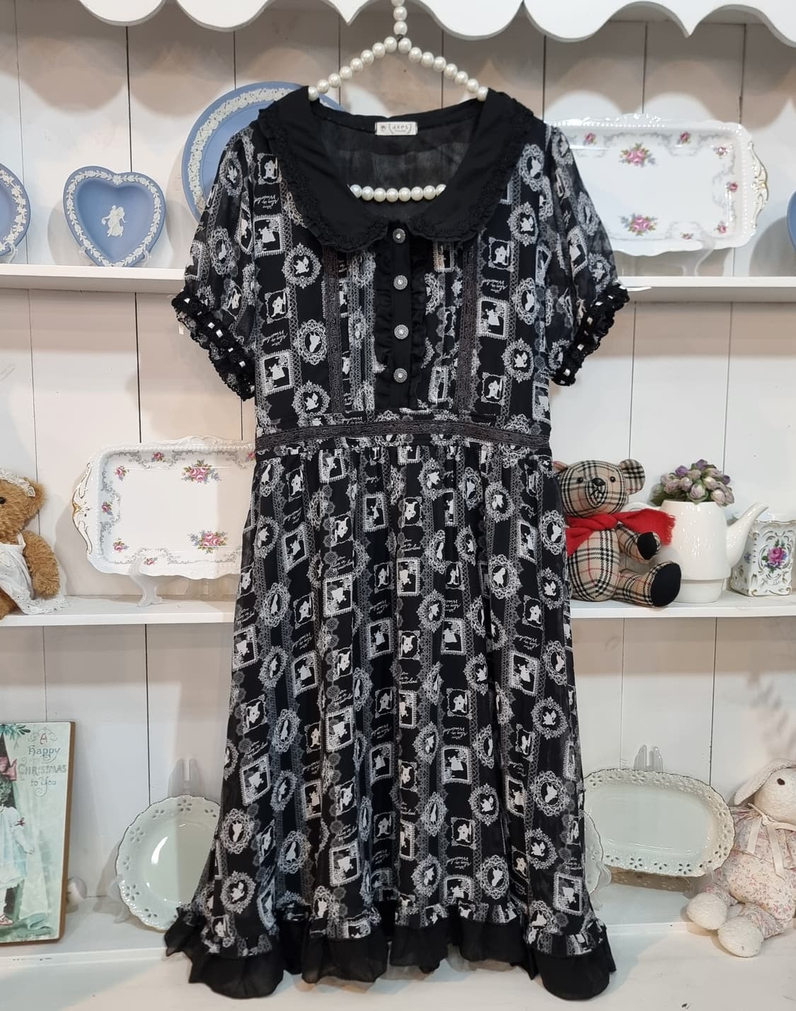 axes femme 블랙 패턴 원피스 상품이미지1