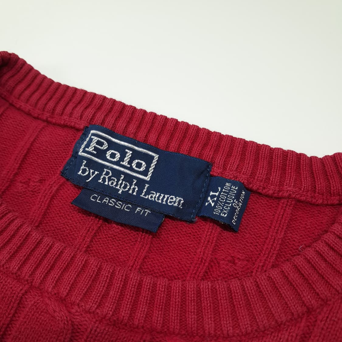 CL574 XL 폴로 00s 코튼 케이블 레드 니트 스웨터 상품이미지3