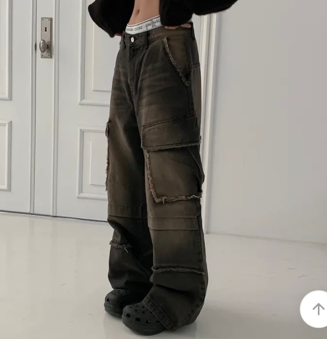 테슬 그라데이션 워싱 와이드 카고 팬츠 데님 팬츠 상품이미지2