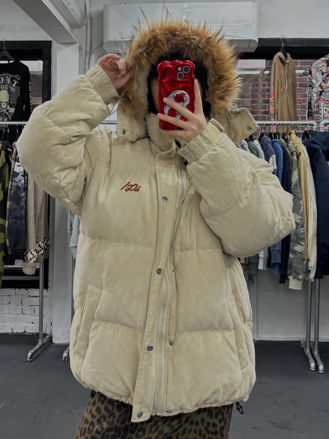 마자플라바 퍼후드 베이지 패딩 상품이미지2