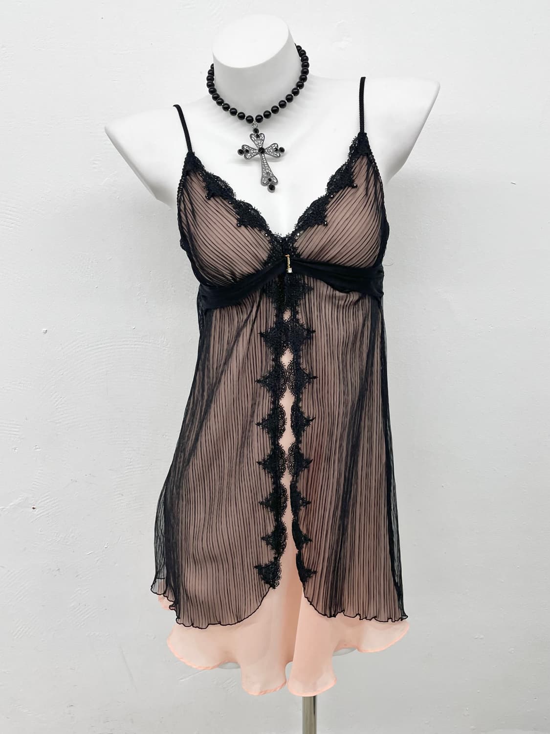 블랙 핑크 레이어드 슬립 상품이미지1