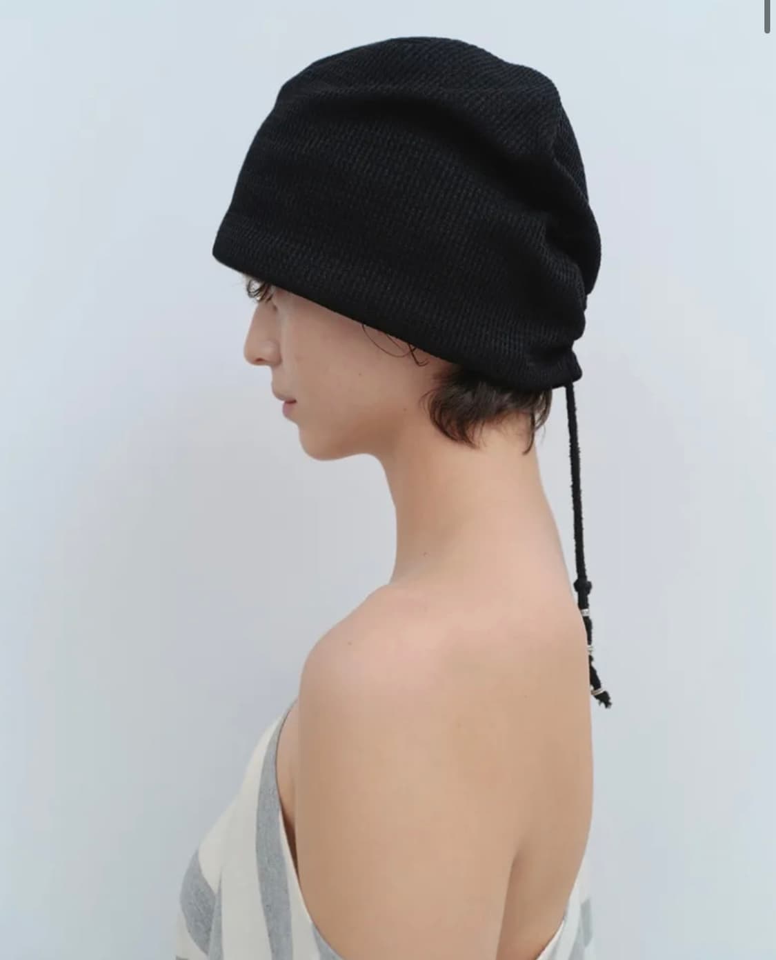 밀로 우먼 와플 스트링 비니 블랙 상품이미지3