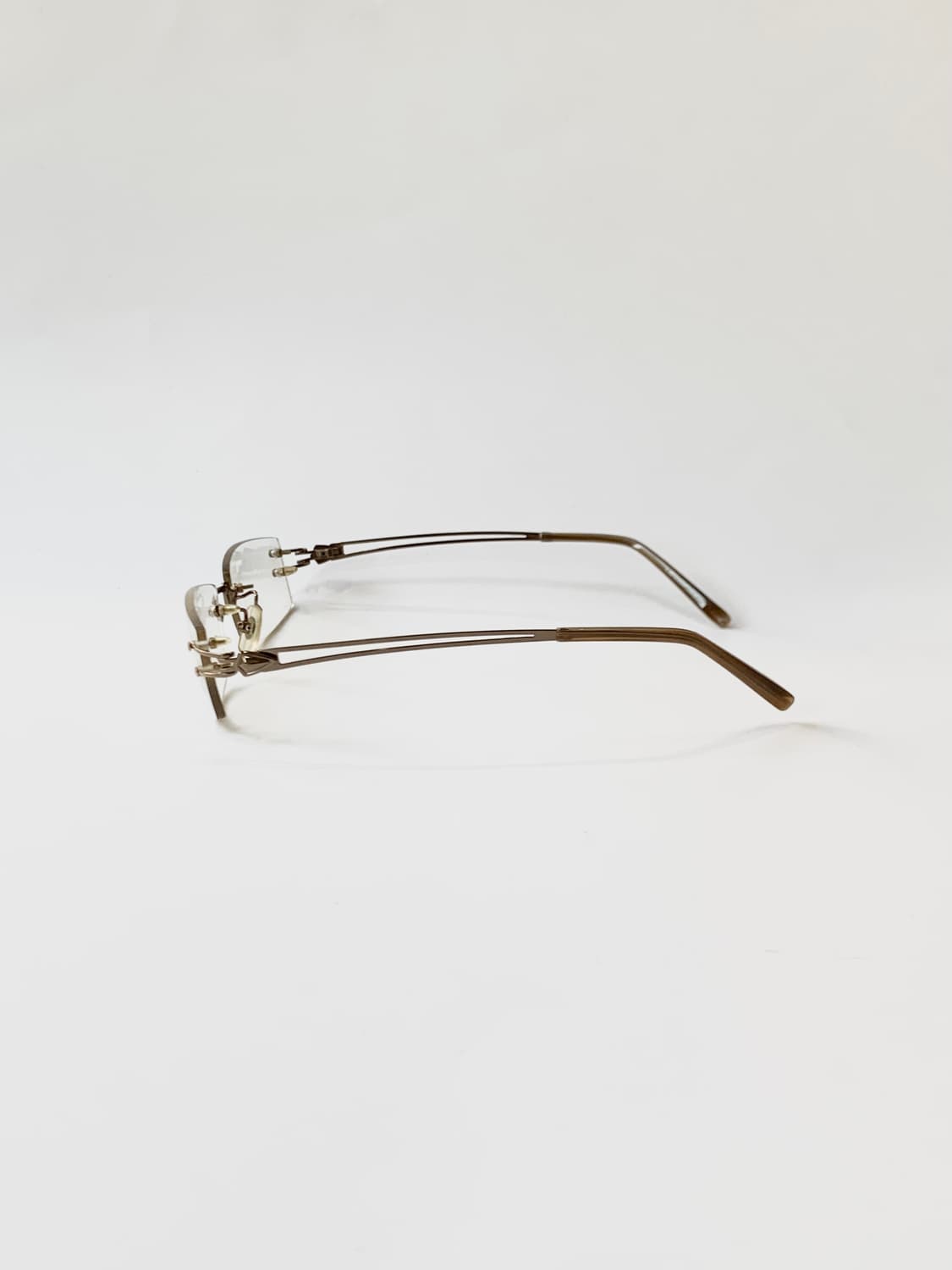 [픽키-664] 브라운 하프림 무테 메탈 안경 슬림 투라인 템플  상품이미지3