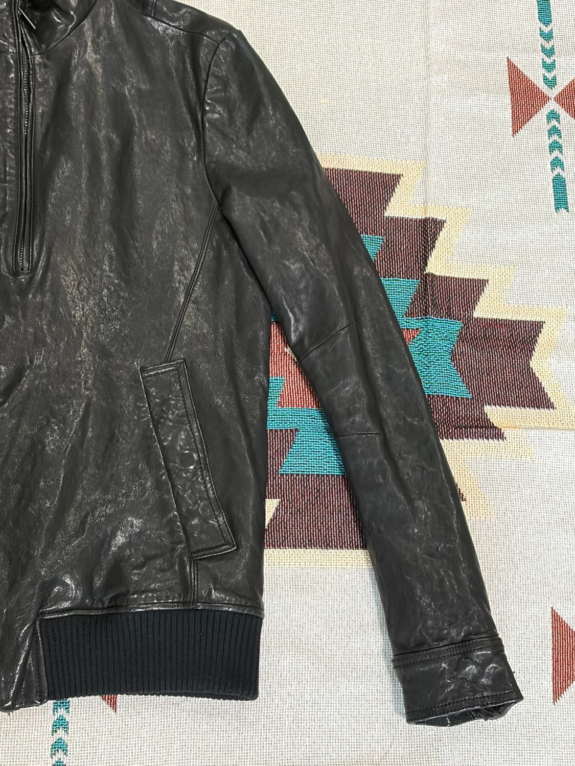 테이트 사선 아티잔 바이커 레더자켓 상품이미지2