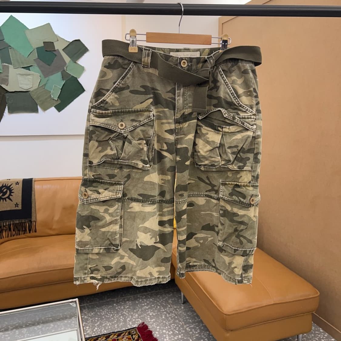 빈티지 벨티드 카모 카고팬츠 반바지 32인치 C05082  상품이미지1