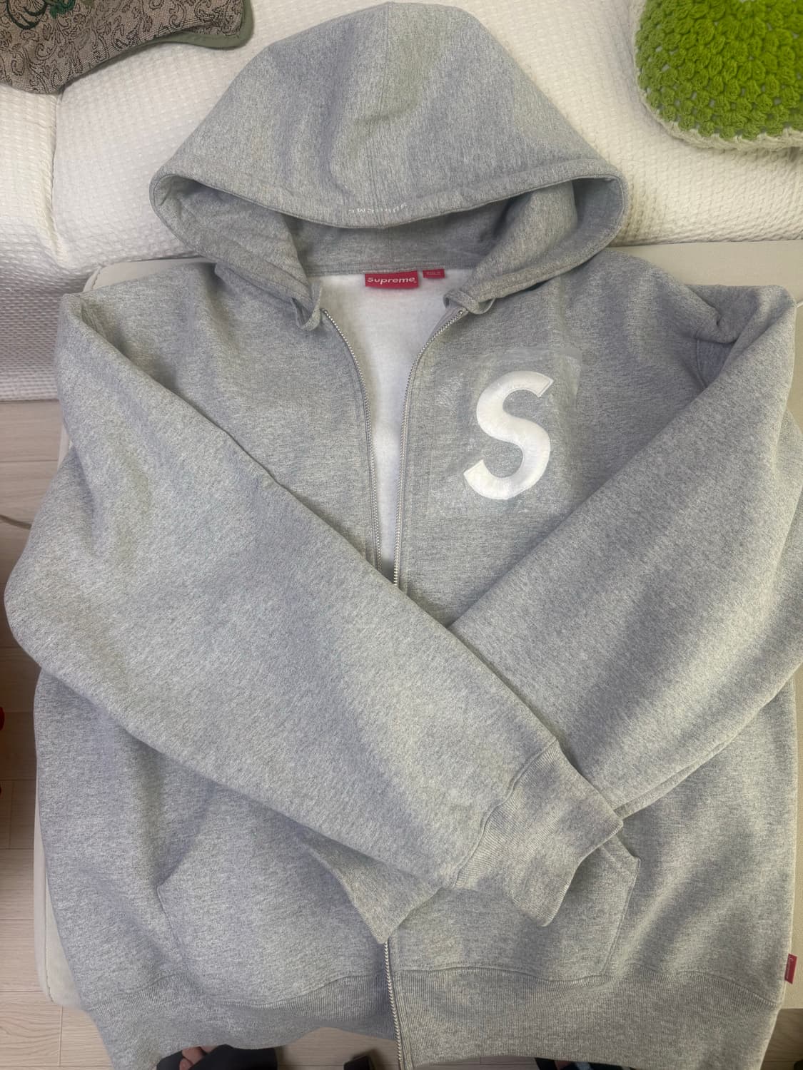 슈프림 s로고 후드집업 페더그레이  상품이미지1